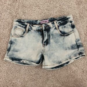 tie dye jean shorts
